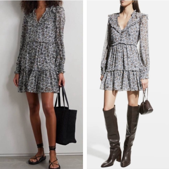 Veronica Beard Dresses & Skirts - Veronica Beard Savile Ruffled Floral Silk Dress